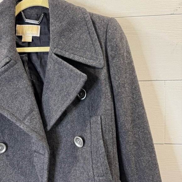 Michael Kors Gray Wool Double-Breasted Women's Pea Coat Size XS - Picture 2 of 7